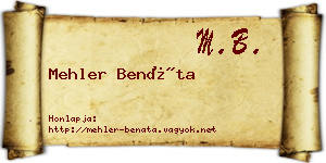 Mehler Benáta névjegykártya